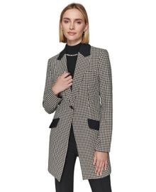KARL LAGERFELD PARIS Women39s Checkered One-Button Blazer - Macy39s at Macys