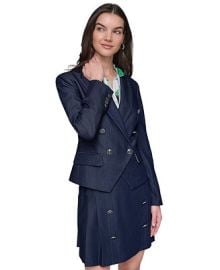KARL LAGERFELD PARIS Women39s Double-Breasted Faux-Denim Jacket - Macy39s at Macys