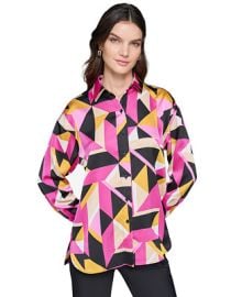 KARL LAGERFELD PARIS Women39s Oversized Printed Button-Down Top - Macy39s at Macys