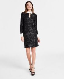 KARL LAGERFELD PARIS Womens Collared Sequin French Cuff Dress - Macys at Macys