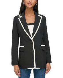 KARL LAGERFELD PARIS Womens Contrast-Piping Blazer - Macys at Macys