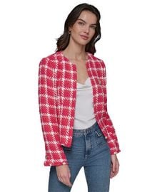 KARL LAGERFELD PARIS Womens Open-Front Tweed Jacket - Macys at Macys