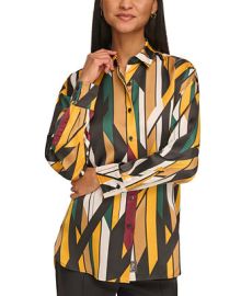 KARL LAGERFELD PARIS Womens Printed Oversized Shirt - Macys at Macys