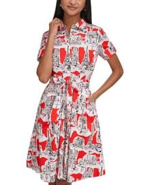 KARL LAGERFELD PARIS Womens Printed Shirtdress - Macys at Macys