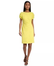 KARL LAGERFELD PARIS Womens Scuba Crepe Side-Ruched-Sleeve Sheath Dress - Macys at Macys