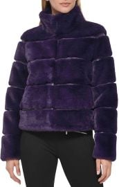 KARL LAGERFELD Paris Womenx27s Faux Fur Jacket at Womenx27s Coats Shop at Amazon