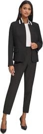KARL LAGERFELD Womens Business Casual Contrast Collar Suit Blazer at Amazon