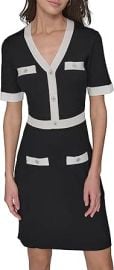 KARL LAGERFELD Womenx27s Contrasting Colors Knit Buttons Aline Dress at Womens Clothing store at Amazon