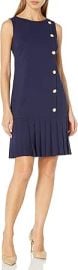 KARL LAGERFELD Womenx27s Sleeveless Dress with Pleated Hem and Side Pearls at Womens Clothing store at Amazon