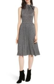 KATE SPADE Black Silver Metallic Bow-Tie High Neck Pleated Knit Sweater Dress L eBay at eBay