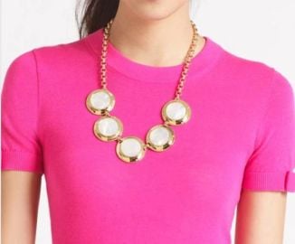 KATE SPADE HUGE SHELL NAUTICAL ALL ABOARD MOTHER OF PEARL DISC NECKLACE GOLD eBay at eBay