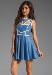 KEEPSAKE Never Miss a Beat Dress in Cornflower BlueCream at Revolve