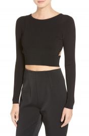 KENDALL   KYLIE Cutout Back Long Sleeve Crop Top at Nordstrom