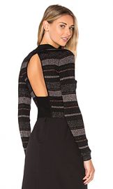 KENDALL   KYLIE Lurex Stripe Long Sleeve Sweater in Black Multi from Revolve com at Revolve