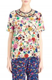 KENZO  Tanami Flower  Silk Crepe Top at Nordstrom