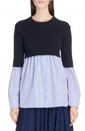 KENZO Knit Overlay Cotton Blouse at Nordstrom