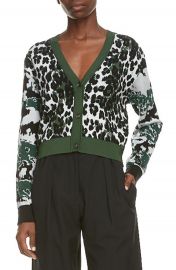 KENZO Leopard Jacquard Crop Cardigan   Nordstrom at Nordstrom