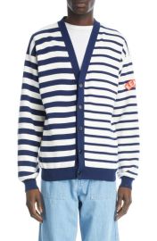 KENZO Nautical Mixed Stripe Cotton Wool Cardigan at Nordstrom