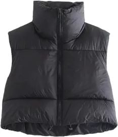 KEOMUD Women39s Winter Crop Vest Lightweight Sleeveless Warm Outerwear Puffer Vest Padded Gilet at Women39s Coats Shop at Amazon