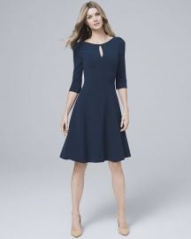 KEYHOLE-NECK KNIT FIT AND FLARE DRESS at WHBM