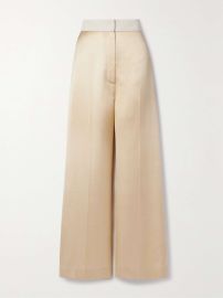 KHAITE Banton satin and faille wide-leg pants NET-A-PORTER at Net a Porter