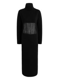 KHAITE Fringed Turtleneck Midi Dress Black at Farfetch