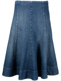 KHAITE The Lennox Denim Midi Skirt Blue at Farfetch