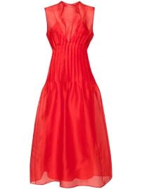 KHAITE The Wes Silk Midi Dress Red at Farfetch