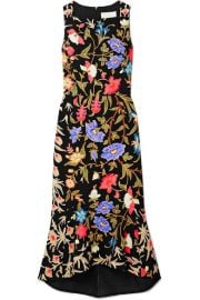 KIA FLUTED FLORAL-PRINT STRETCH-CADY MIDI DRESS at Net A Porter