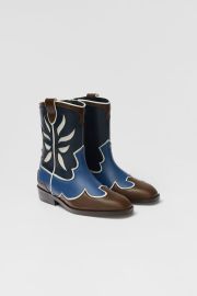 KIDS LEATHER COWBOY ANKLE BOOTS LIMITED EDITION - Blue   United States at Zara