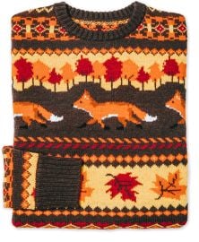 KJP The Fox and Foliage Fair Isle Crewneck Fall Sweater Kiel James Patrick at Kiel James Patrick