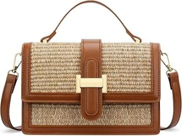 KKXIU Top Handle Straw Purse for Women Summer Straw Crossbody Bag Handbag Shoulder Clutch Beach Vacation Bag A-Brown Handbags com at Amazon