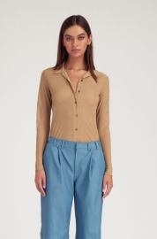 KNIT BUTTON UP KHAKI SPRWMN at Sprwmn