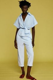 KNOTTED POPLIN JUMPSUIT at Zara