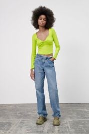 KNOTTED TOP - Lime green   United States at Zara