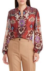 KOBI HALPERIN Charlie Batik Print Pintuck Blouse at Nordstrom