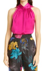 KOBI HALPERIN Deanne Hammered Satin Halter Neck Blouse at Nordstrom