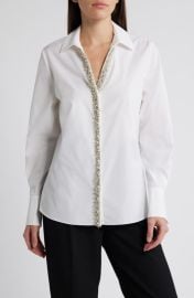 KOBI HALPERIN Gabbay Embellished Poplin Button-Up Shirt at Nordstrom