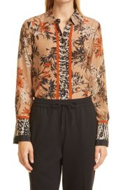 KOBI HALPERIN Gracie Border Print Silk Blouse at Nordstrom