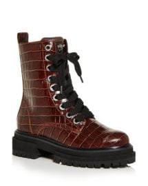 KURT GEIGER LONDON Womens Siva Croc Embossed Combat Boots Bloomingdales at Bloomingdales