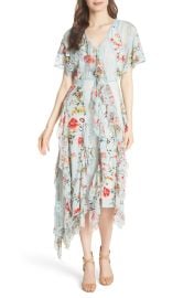 Kadence Ruffled Silk & Lace Midi Dress by Alice + Olivia at Nordstrom