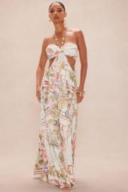 Kalani Satin Maxi Dress - Ivorycombo Fashion Nova at Fashion Nova