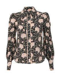 Kaleidoscope Blouson Shirt Charcoal Poppy Online Zimmermann at Zimmermann