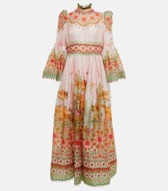 Kaleidoscope silk and linen gown in pink - Zimmermann at Mytheresa