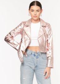 Kali Genuine Leather Jacket Rose Gold CAMI NYC at Cami NYC