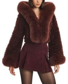 Kali Teddy Cropped Faux Fur Hooded Jacket at Bloomingdales