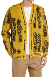 Kalle Jerkcurb Jacquard Mask Wool Cardigan at Nordstrom
