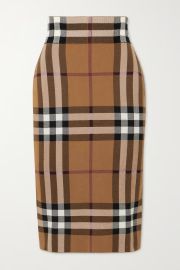 Kammie Check Pencil Midi Skirt by Burberry at Net A Porter