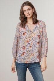 Kandee Floral Printed Viscose Peasant Top by Velvet by Graham & Spencer at Velvet