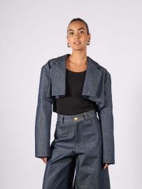 Kaphill Sarlat Cropped Blazer - Blue Denim Garmentory at Garmentory